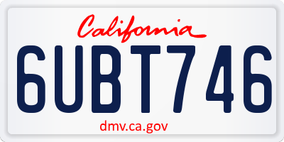 CA license plate 6UBT746