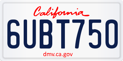 CA license plate 6UBT750