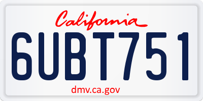 CA license plate 6UBT751