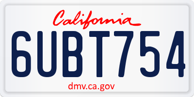CA license plate 6UBT754