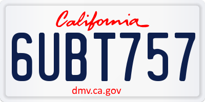 CA license plate 6UBT757