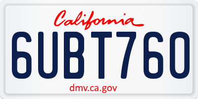 CA license plate 6UBT760