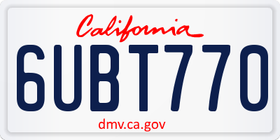 CA license plate 6UBT770