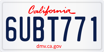CA license plate 6UBT771