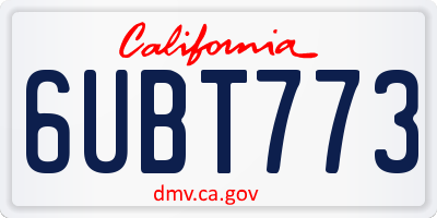 CA license plate 6UBT773
