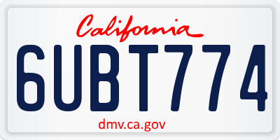 CA license plate 6UBT774