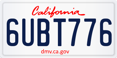 CA license plate 6UBT776