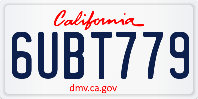 CA license plate 6UBT779