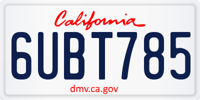 CA license plate 6UBT785