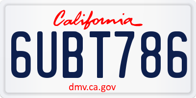 CA license plate 6UBT786
