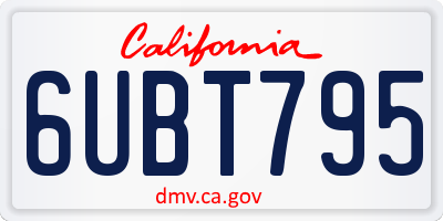 CA license plate 6UBT795