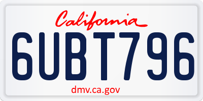 CA license plate 6UBT796