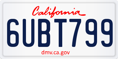 CA license plate 6UBT799