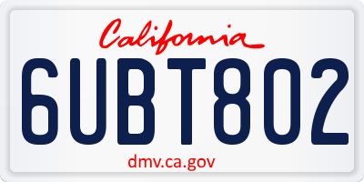 CA license plate 6UBT802