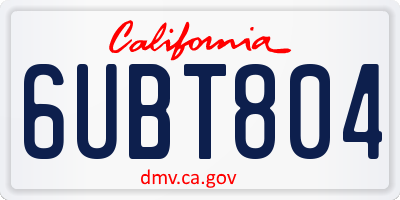 CA license plate 6UBT804