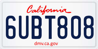 CA license plate 6UBT808