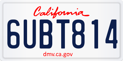 CA license plate 6UBT814