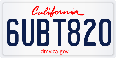 CA license plate 6UBT820