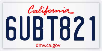 CA license plate 6UBT821