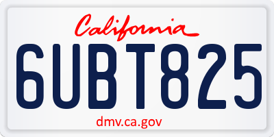 CA license plate 6UBT825