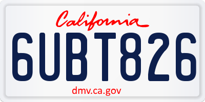 CA license plate 6UBT826