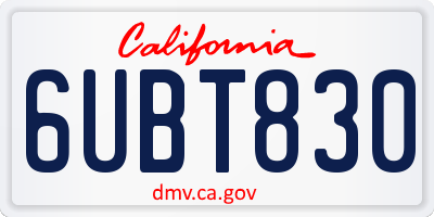 CA license plate 6UBT830