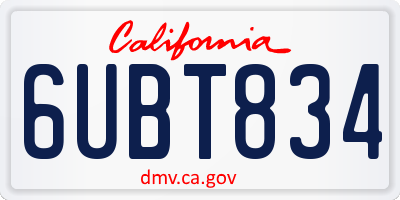 CA license plate 6UBT834