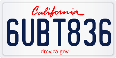 CA license plate 6UBT836
