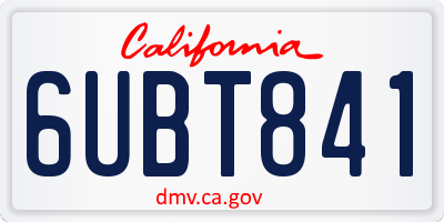 CA license plate 6UBT841