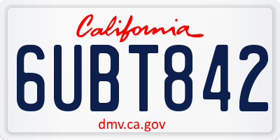 CA license plate 6UBT842