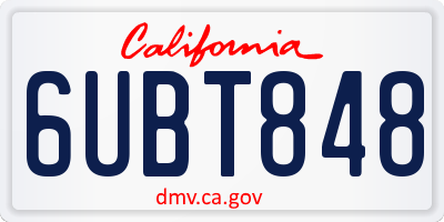 CA license plate 6UBT848