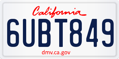 CA license plate 6UBT849