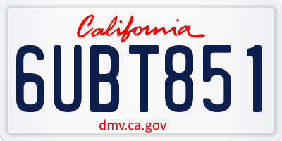 CA license plate 6UBT851