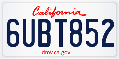 CA license plate 6UBT852