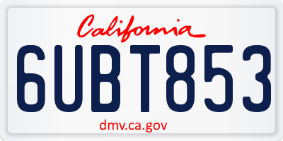 CA license plate 6UBT853