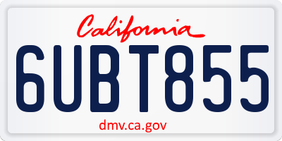 CA license plate 6UBT855