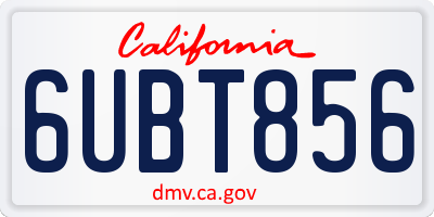 CA license plate 6UBT856