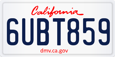 CA license plate 6UBT859