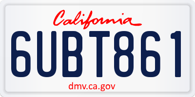 CA license plate 6UBT861