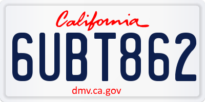 CA license plate 6UBT862