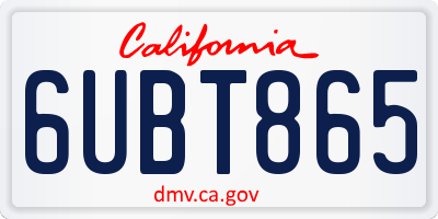 CA license plate 6UBT865