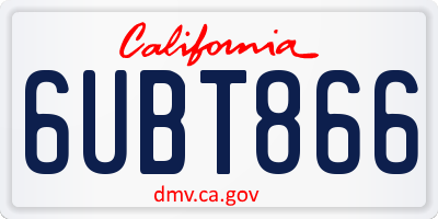 CA license plate 6UBT866
