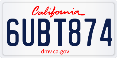 CA license plate 6UBT874