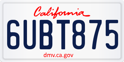 CA license plate 6UBT875
