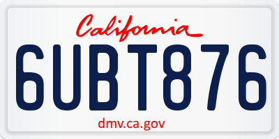 CA license plate 6UBT876