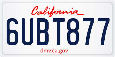 CA license plate 6UBT877