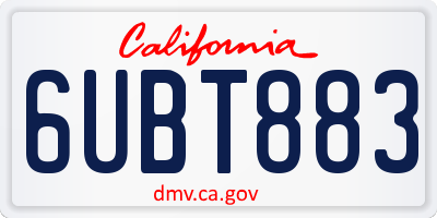 CA license plate 6UBT883