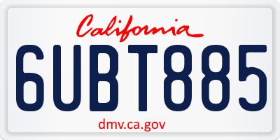 CA license plate 6UBT885