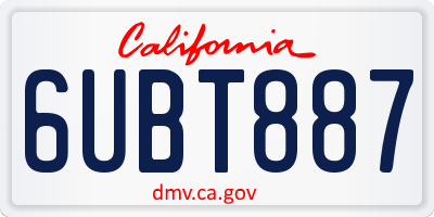 CA license plate 6UBT887