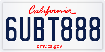 CA license plate 6UBT888